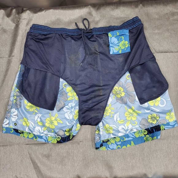 Men's Vintage XXL Floral Swim Trunks w' Mesh Liner Board Shorts - Picture 4 of 4